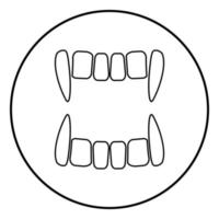 Vampire's teeths icon black color in circle round vector