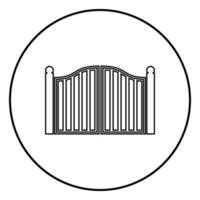 Old gate icon black color in circle round vector