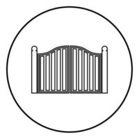 Old gate icon black color in circle round vector