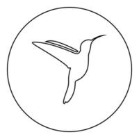 icono de colibrí color negro en círculo redondo vector
