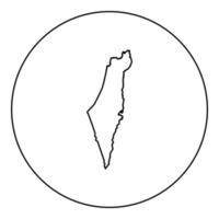 mapa de icono de israel color negro en círculo redondo vector