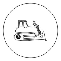 Bulldozer icon black color in round circle vector