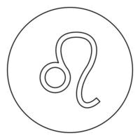 símbolo de león icono del zodiaco color negro en círculo redondo vector