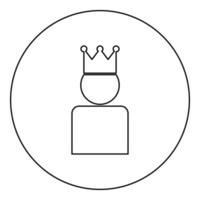 rey en el icono de la corona color negro en círculo redondo vector