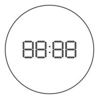 Digital clock face icon black color in round circle vector
