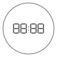 Digital clock face icon black color in round circle vector