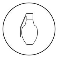 Grenade icon black color illustration in circle round vector