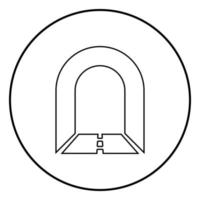Subway tunnel with road for car icon black color illustration in circle round vector