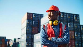 Industry worker control loading containers in the container terminal photo