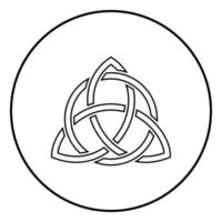 Triquetra in circle Trikvetr knot shape Trinity knot icon outline black color vector in circle round illustration flat style image