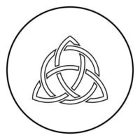 Triquetra in circle Trikvetr knot shape Trinity knot icon outline black color vector in circle round illustration flat style image