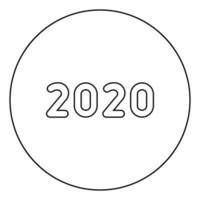 2020 text symbols New Year letters icon in circle round outline black color vector illustration flat style image