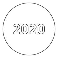 2020 text symbols New Year letters icon in circle round outline black color vector illustration flat style image