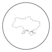 Map Ukraine icon in circle round outline black color vector illustration flat style image