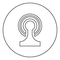 Broadcasting Wireless device Radio wave icon in circle round outline black color vector illustration flat style image