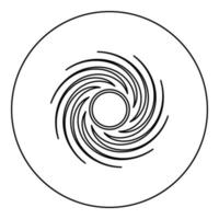 Black hole spiral shape vortex portal icon in circle round black color vector illustration solid outline style image