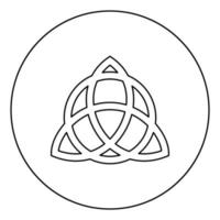 Trikvetr knot with circle Power of three viking symbol tribal for tattoo Trinity knot icon in circle round outline black color vector illustration flat style image