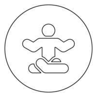 Man in yoga pose icon in circle round outline black color vector illustration flat style image