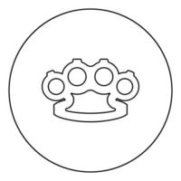 Knuckleduster Knuckles Weapon for hand icon in circle round outline black color vector illustration flat style image