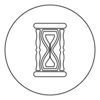 Hourglass Sand clock icon in circle round outline black color vector illustration flat style image