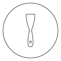 Construction spatula Putty knife Spackling tool Building hand instrument Builder equipment Trowel icon in circle round outline black color vector illustration flat style image