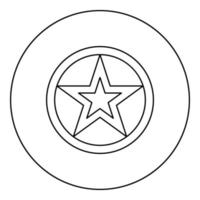 icono de estrella en círculo en círculo redondo color negro ilustración vectorial imagen de estilo de contorno sólido vector