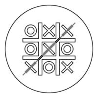 Tic tac toe icon in circle round black color vector illustration solid outline style image