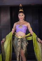 Thai costume dress beautiful women, costume thai style in thailand photo