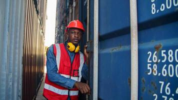 Industry worker control loading containers in the container terminal photo