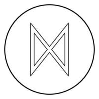 dagaz runa amanecer día símbolo icono contorno negro color vector en círculo redondo ilustración estilo plano imagen