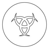 Horn Odin Triple horn of Odin icon in circle round outline black color vector illustration flat style image