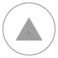 Triangular labyrinth Maze conundrum Labyrinth conundrum icon in circle round outline black color vector illustration flat style image