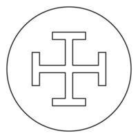 Cross gibbet resembling hindhead Cross monogram Religious cross icon in circle round outline black color vector illustration flat style image