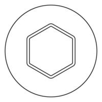 Hexagon shape element icon in circle round outline black color vector illustration flat style image