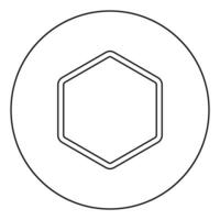 icono de elemento de forma hexagonal en círculo contorno redondo color negro ilustración vectorial imagen de estilo plano vector