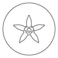 Vanilla flower icon in circle round outline black color vector illustration flat style image