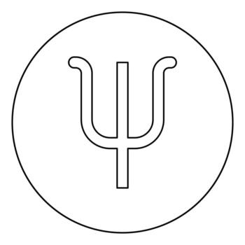 Psi greek symbol small letter lowercase font icon in circle round outline black color vector illustration flat style image