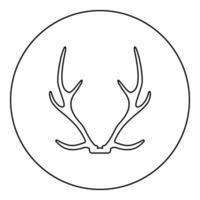 Antler Horn Concept trophy silhouette in circle round black color vector illustration contour outline style image