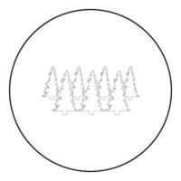 Forest fir spruce icon in circle round black color vector illustration solid outline style image