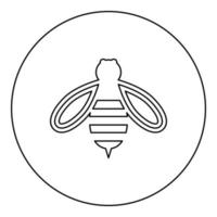 Bee honey icon in circle round black color vector illustration image outline contour line thin style