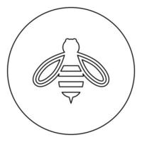 Bee honey icon in circle round black color vector illustration image outline contour line thin style