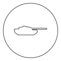 Tank Artillery Army machine Military silhouette World war icon in circle round black color vector illustration image outline contour line thin style