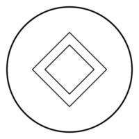 Ingwaz rune Inguz living ing symbol icon outline black color vector in circle round illustration flat style image