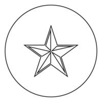 Star five corners Pentagonal star icon in circle round outline black color vector illustration flat style image