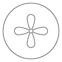 Petal cross Cross monogram Religious cross icon in circle round outline black color vector illustration flat style image