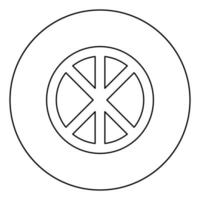 Cross round circle on bread concept parts body Christ Infinity sign in religious icon in circle round outline black color vector illustration flat style image