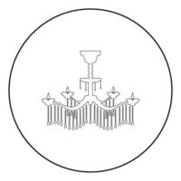 Chandelier icon in circle round outline black color vector illustration flat style image