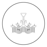 Chandelier icon in circle round outline black color vector illustration flat style image