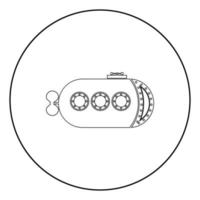 batiscafo submarino barco barco submarino icono en círculo contorno redondo color negro vector ilustración estilo plano imagen