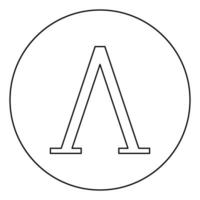 Lambda greek symbol capital letter uppercase font icon in circle round outline black color vector illustration flat style image